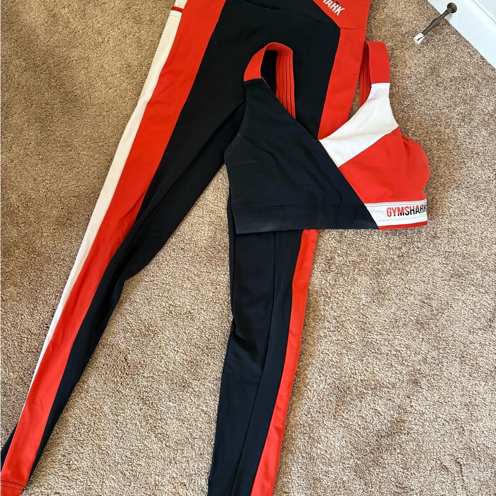 Gymshark Red and Black Activewear Set